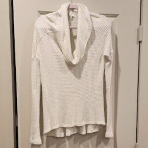 Lucky Brand, white sweater with silver sparkles and cowl neck.  Size M